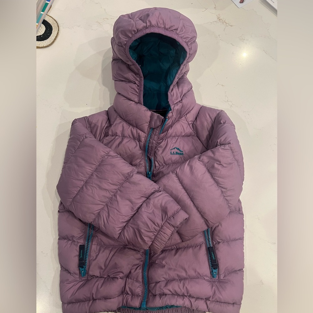 LL Bean winter coat/shell with hood - down filled Downtek